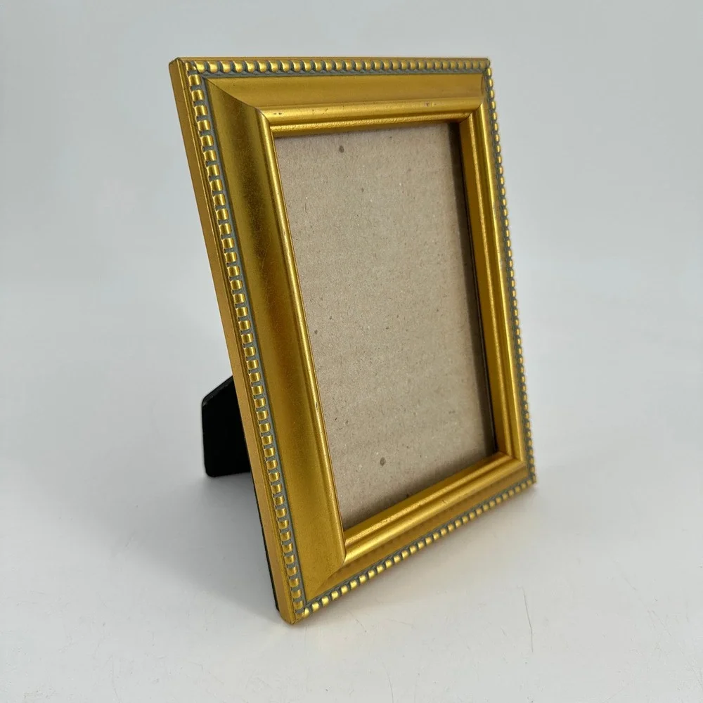 Gold Beaded 4x6 Picture Frame Tabletop Photo Display Classic Style